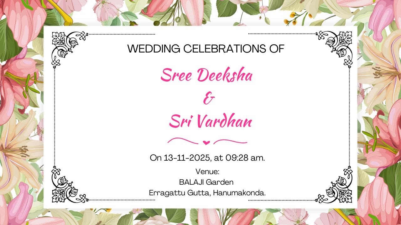 Sree Deeksha Weds Sri Vardhan | on Thursday 13-November-25,  at 09:28 am