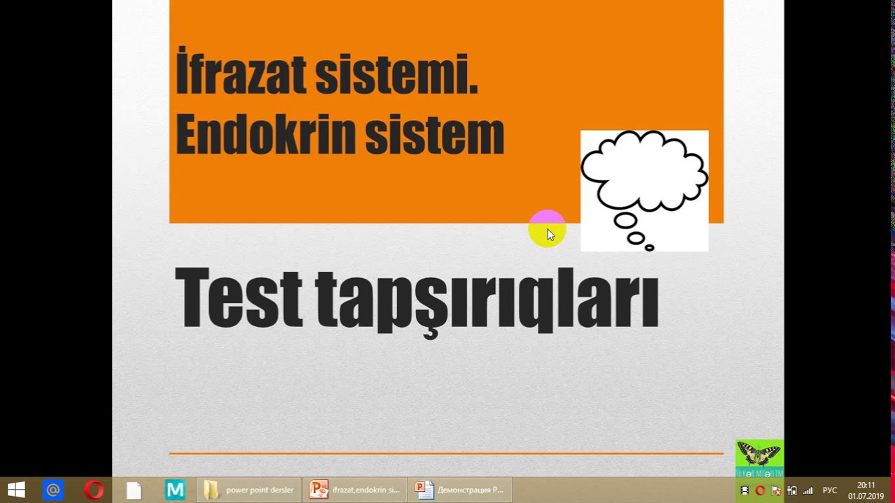 endokrin və ifrazat sisteminin  test tapşırıqları