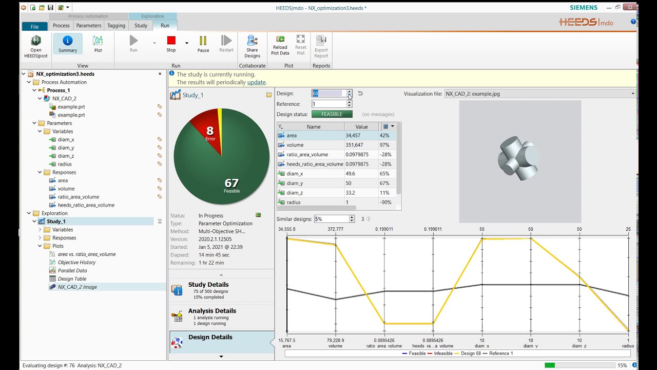 How to do a parameter optimization with Heeds MDO and Siemens NX.