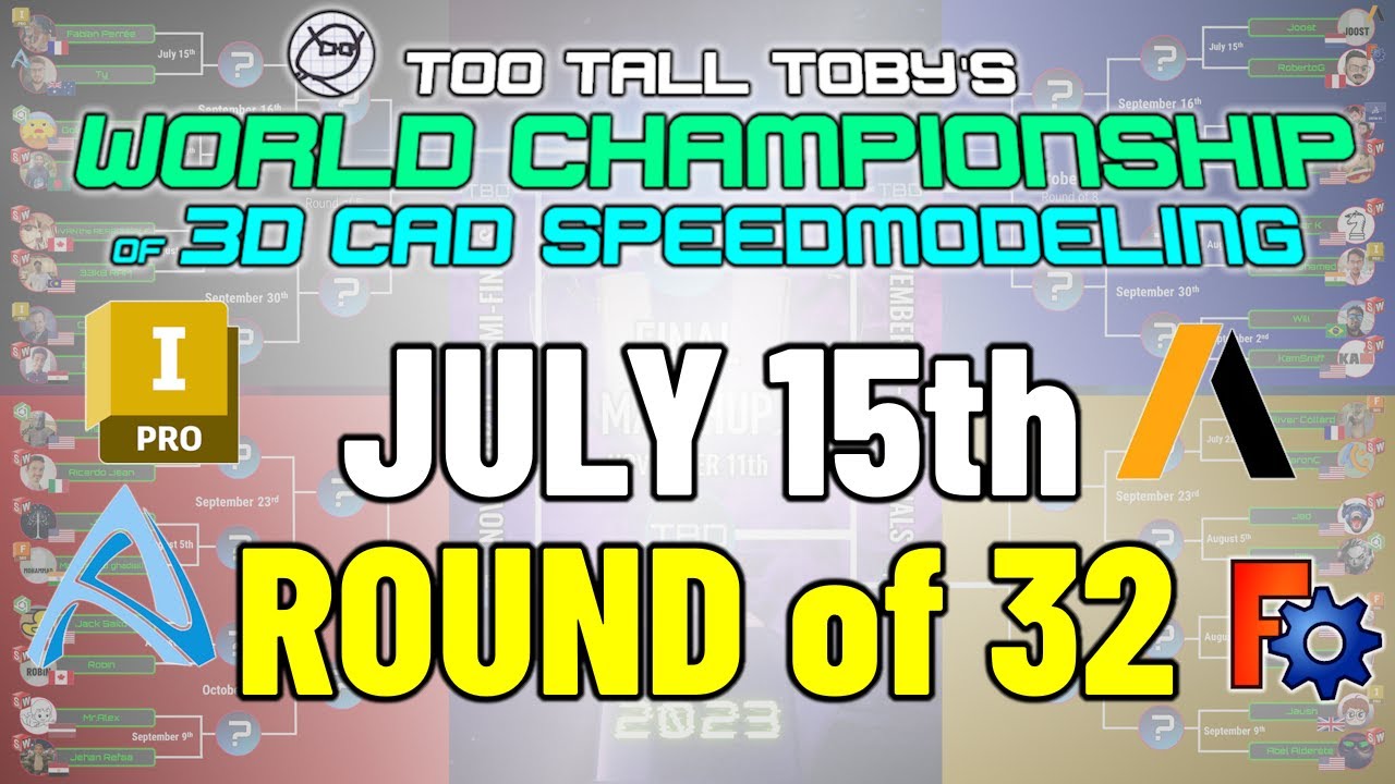 July 15th - WORLD CHAMPIONSHIP of 3D CAD SPEEDMODELING - Inventor, Alibre, Ansys, FreeCAD