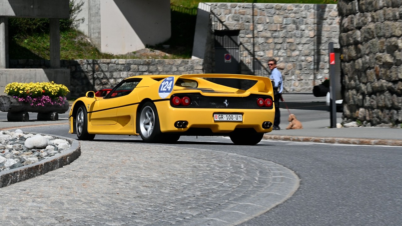 Tons of classic Supercars shutting down St. Moritz | Passione Engadina | 4k | faebe.carspotting