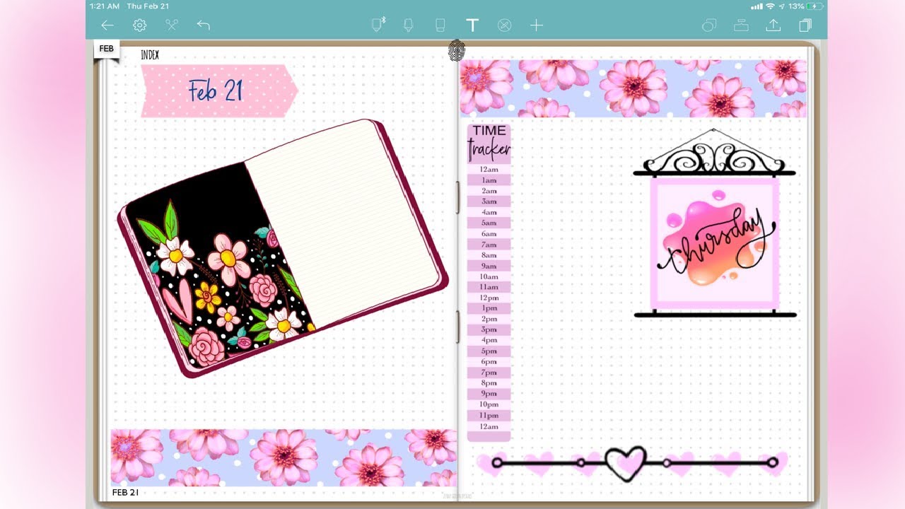 Procreate stamp booklet, using Clipping Mask, stickers and fonts in Noteshelf2.