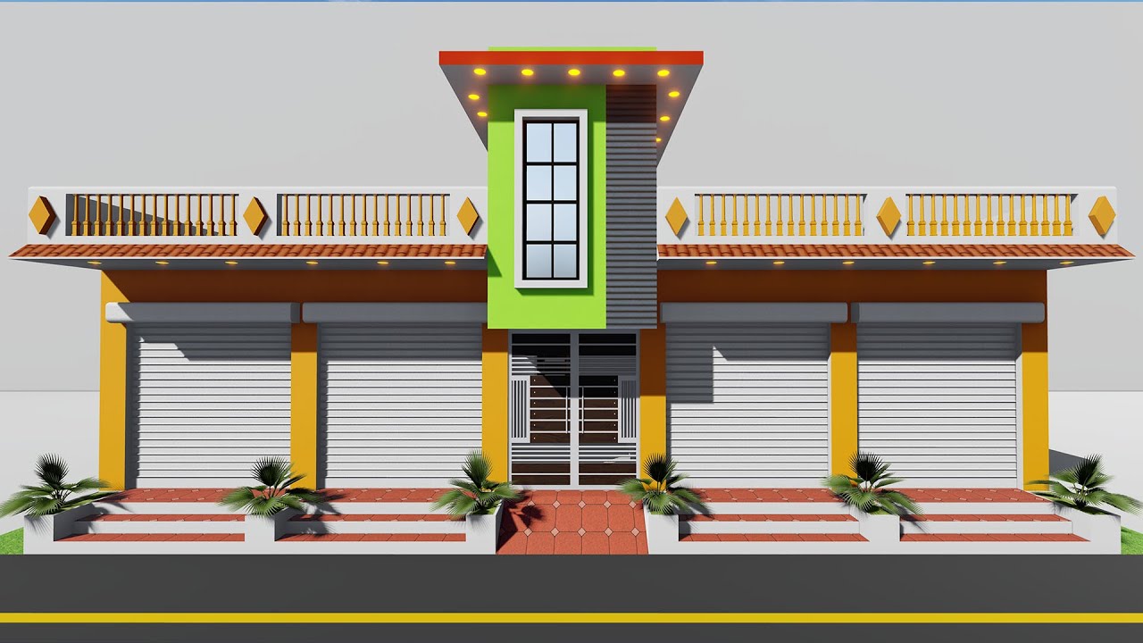43 by 36 दो भाइयो के लिये दुकान और मकान 3D dukan or makan ka design # AtoZ house design
