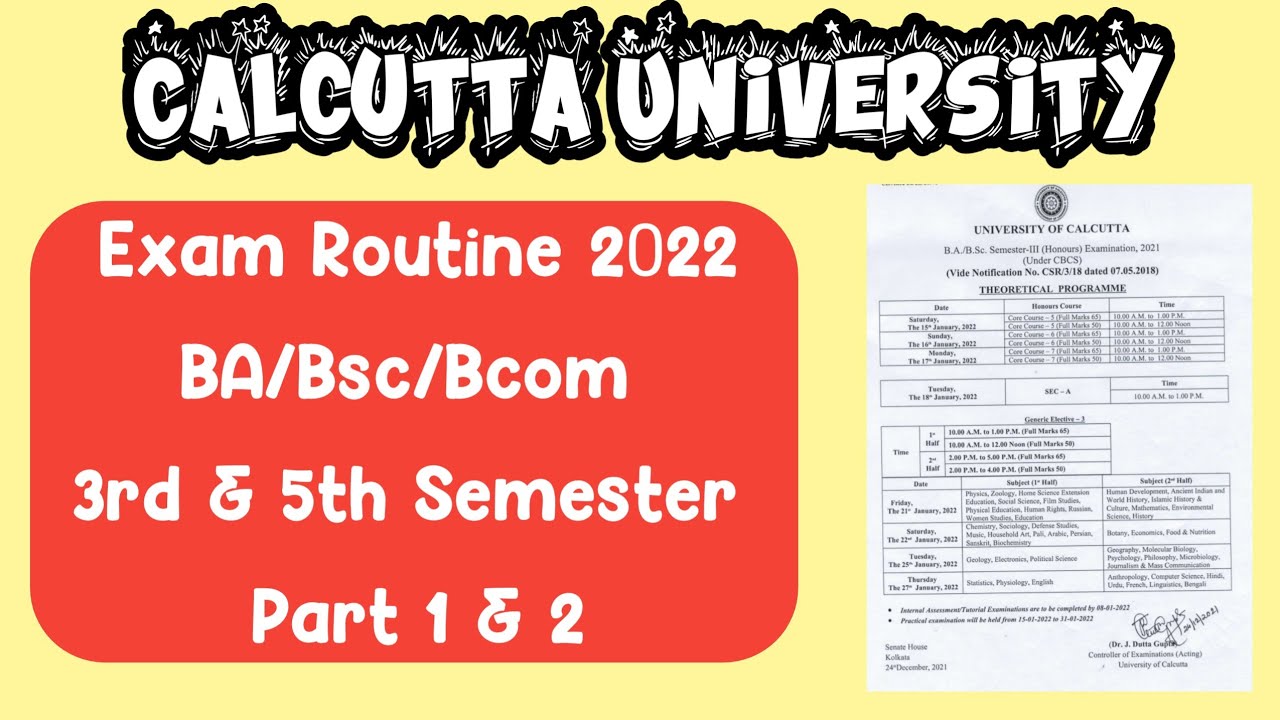 Calcutta University UG Odd Sem Exam Routine 2022 || BA/Bsc/Bcom 3rd & 5th | Part 1 & 2 | Must Watch💯