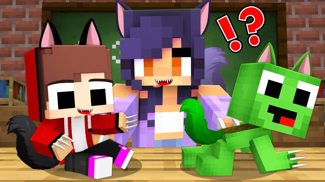 Baby JJ and Mikey Come To WEREWOLF School with APHMAU - Maizen Minecraft Animation