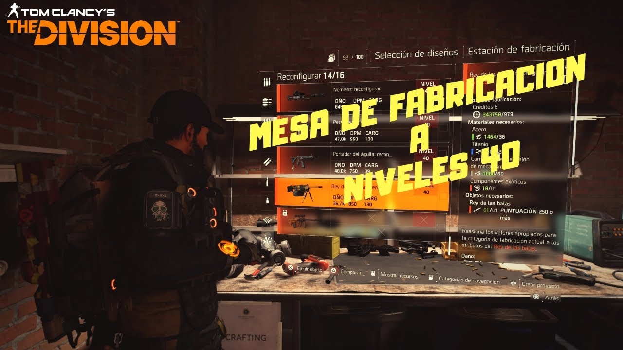 THE DIVISION 2 / Guia de la Mesa Frabricacion a Niveles 40 (gameplay en español)