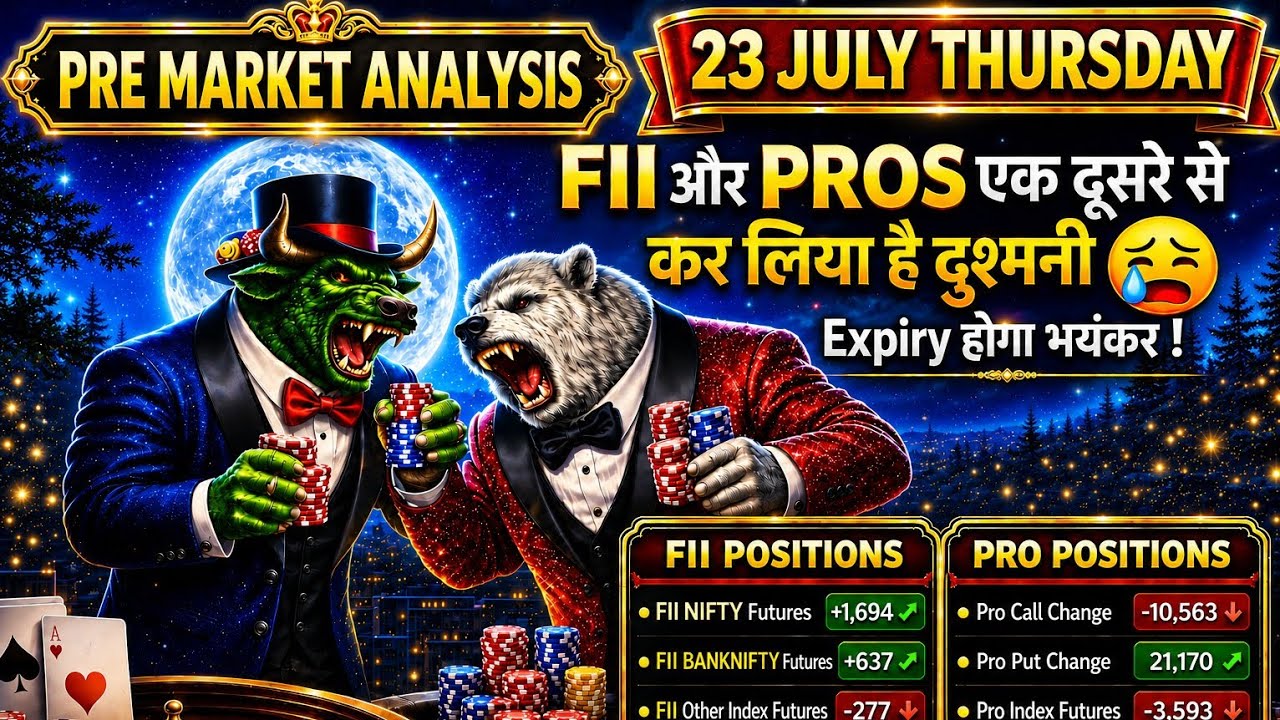 Pre Market Analysis & Report | Nifty, Bank Nifty, Sensex Analysis | FII DII & F&O Data | 23 July