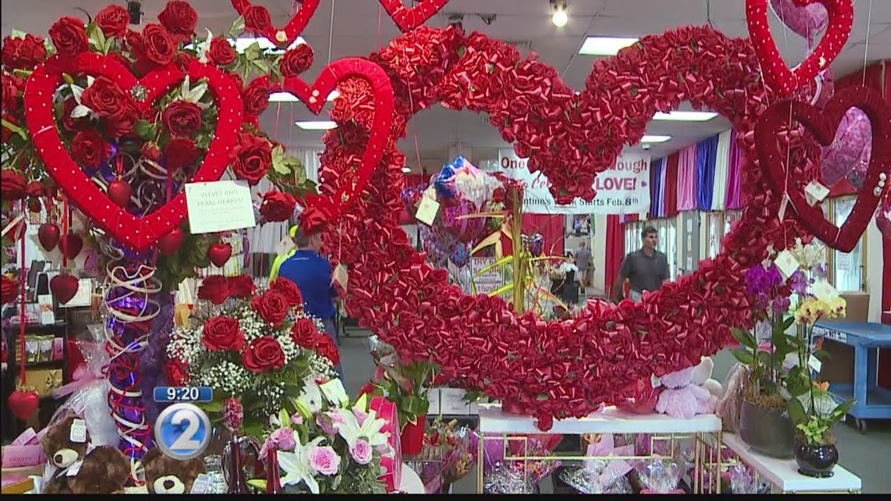 Flower shop prepares for a busy day on Valentine's day