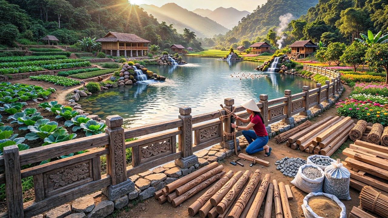 Securing the Turtle Pond with New Fence Posts – Harvesting Vegetables for Market