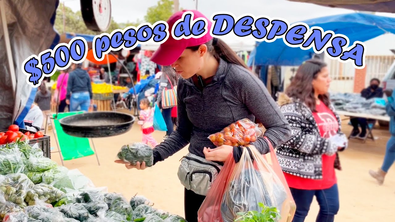 Comprando $500 pesos de despensa en el tianguis
