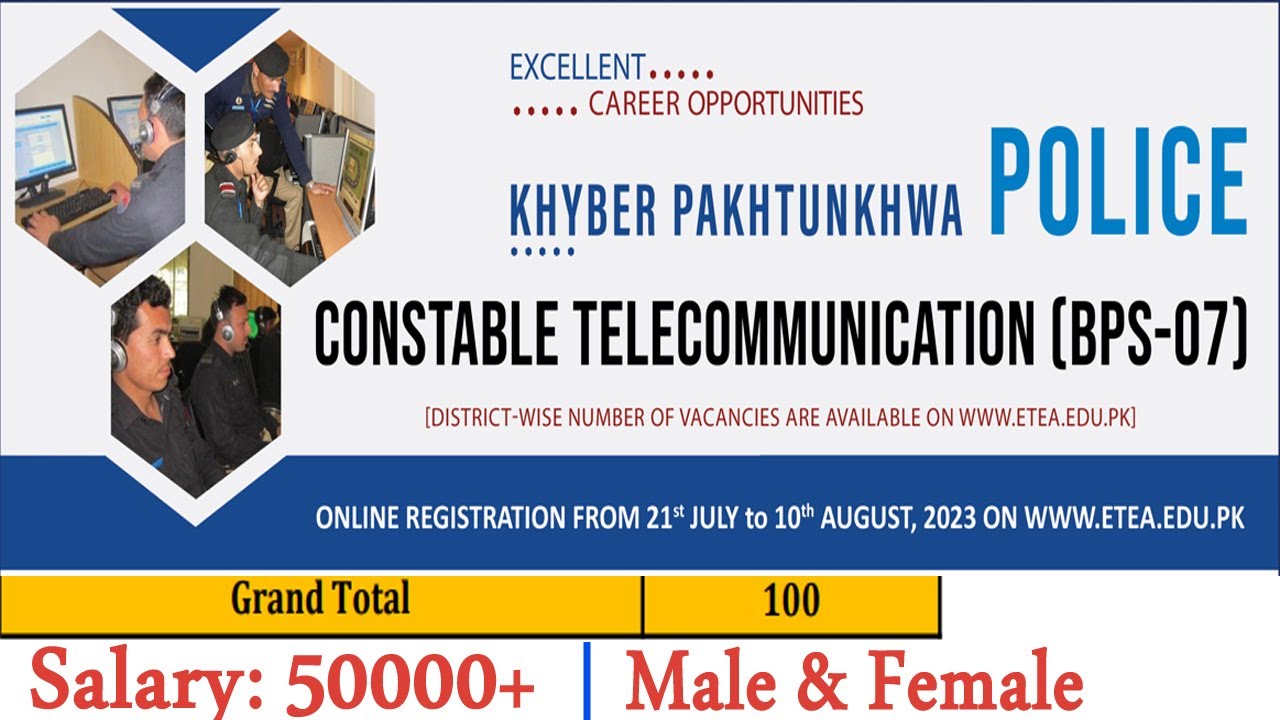 KPK Police Constable Telecommunication Jobs 2023 ETEA KPK Police Jobs Online Apply | InfoUstaad