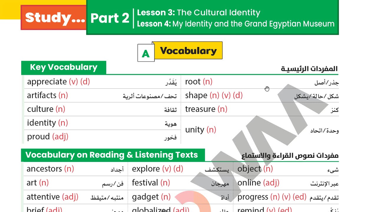نطق كلمات الدرس 3 & 4 الوحدة 7 كتاب جيم اولي ثانوي ترم ثاني