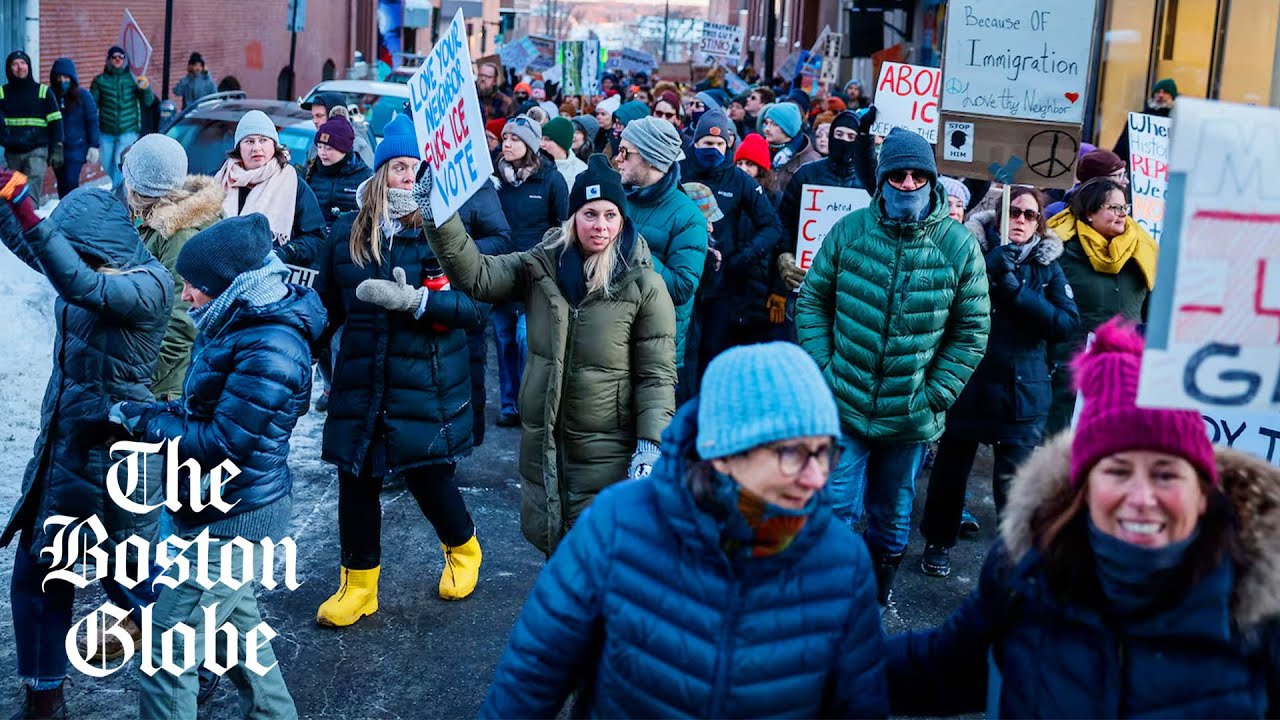Protest against ICE operation in Maine fills the streets of Portland