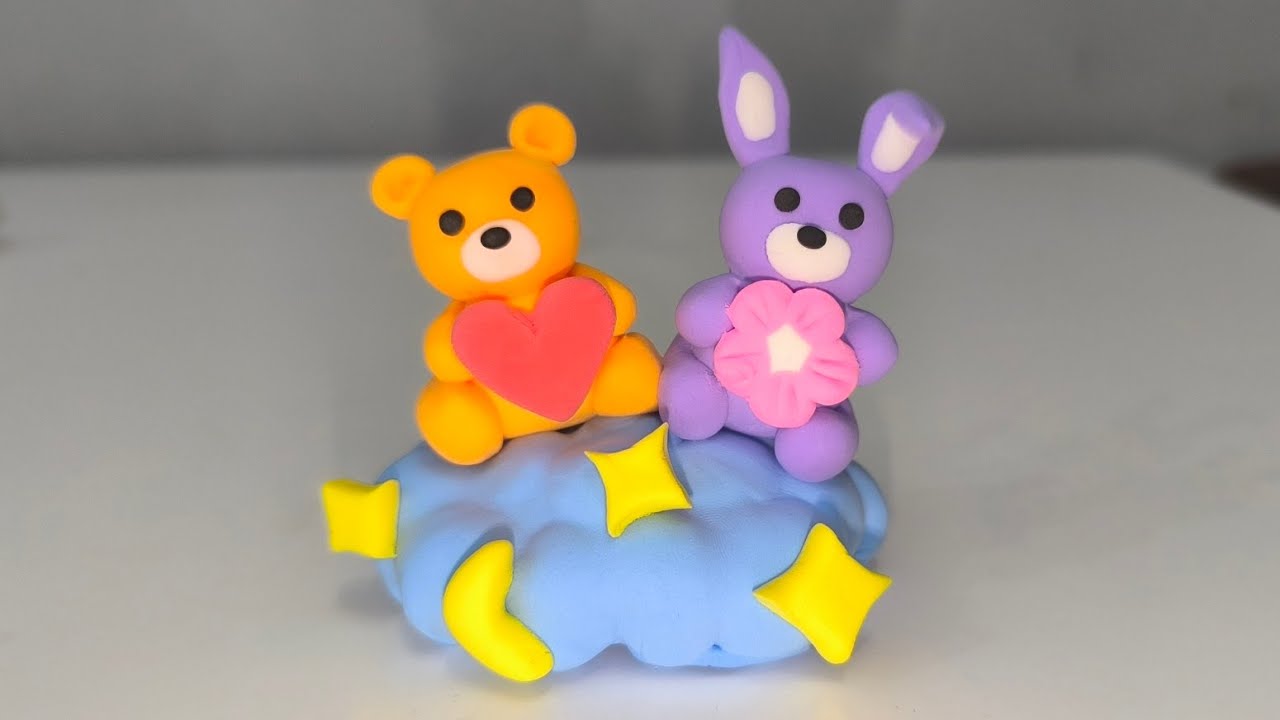 DIY Cute Clay Bear & Bunny | Easy Plasticine Art