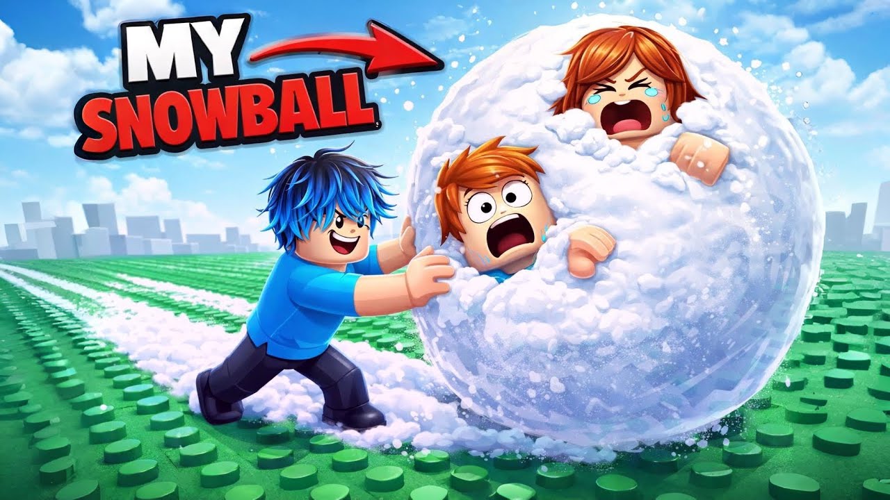 rolling MAX SIZE Snowball in Roblox...