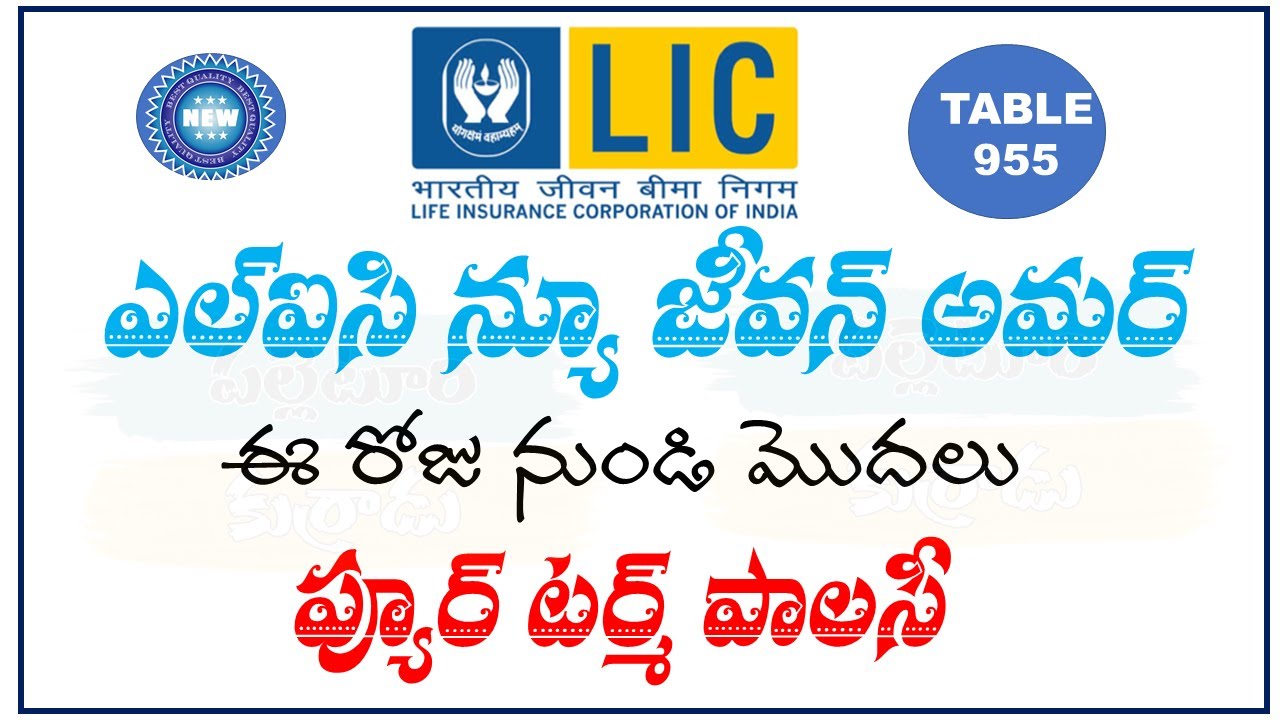 LIC new jeevan amar 955 plan in telugu by palleturi kurradu || lic new term plan