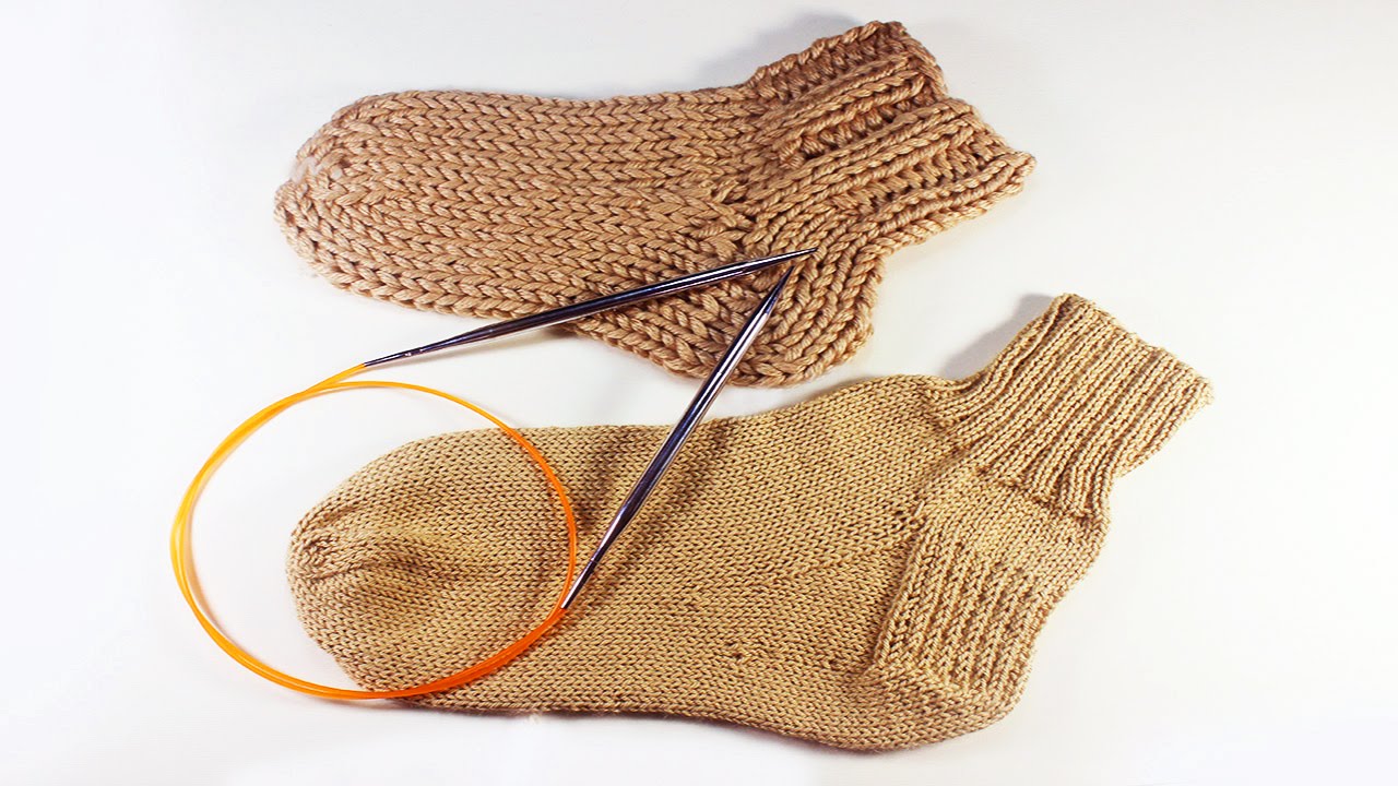 تريكو شراب .. كعب الصفوف القصيرة  الجزء الاول __ knitting socks with circular needles