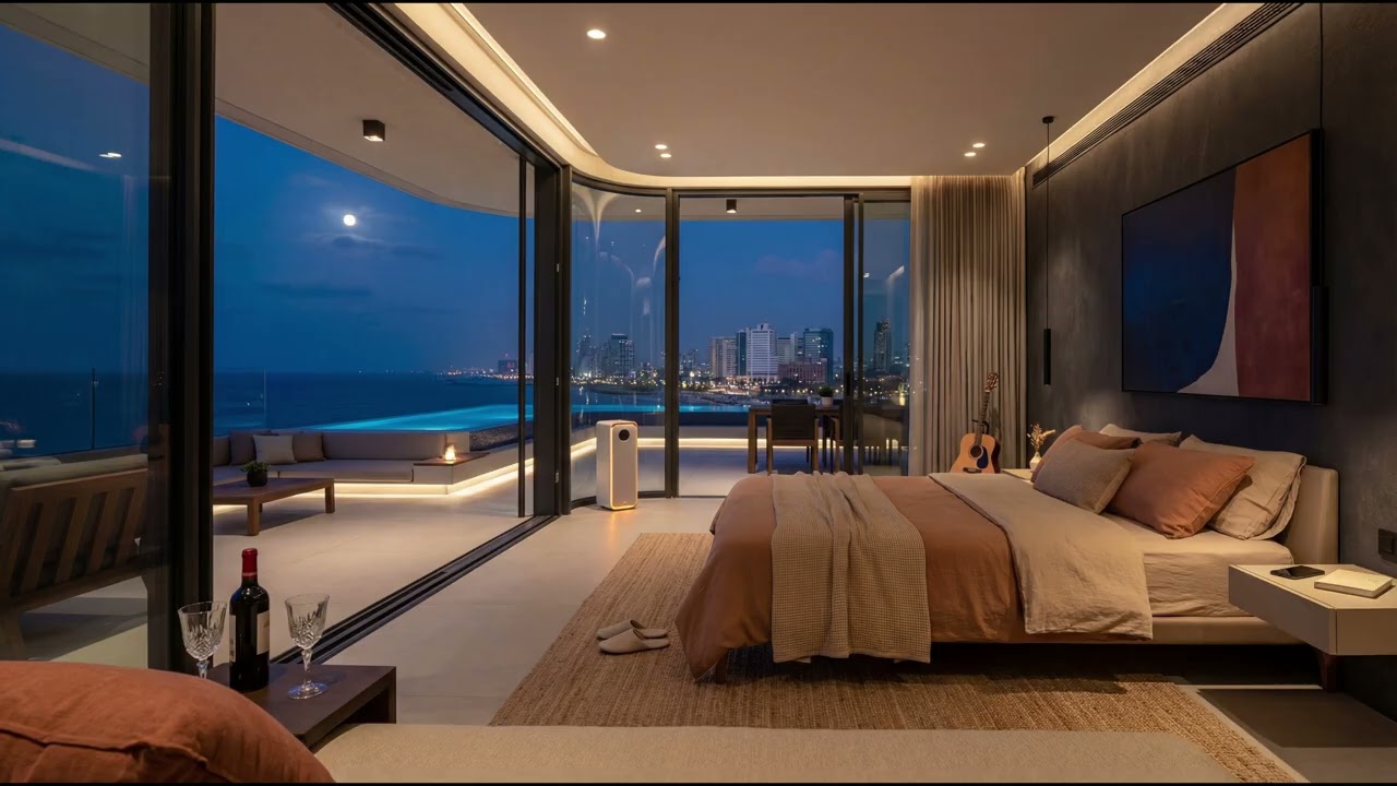 Calm Bedroom Vibes | 2:17AM in Tel Aviv 🌃🌊 | Deep Late Night LoFi Chill by the Beach (2.5H) | 4K