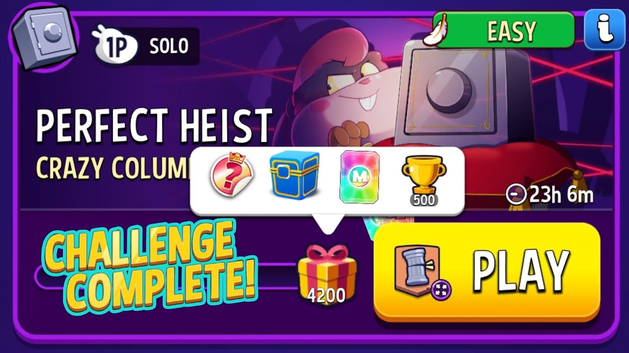 Perfect Heist Crazy Columns Super Sized Match Masters Solo Challenge Score 4200 10 Moves