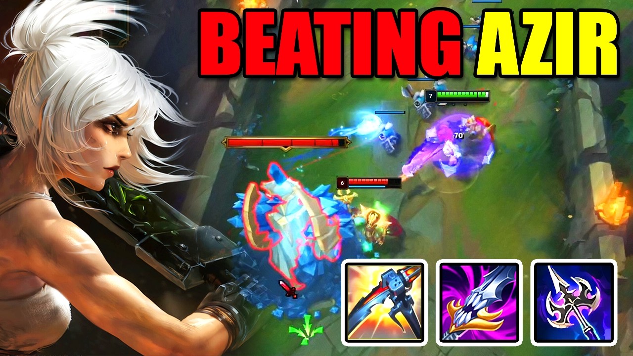 Rank 1 Riven Main – Beating Azir in a HARD CARRY Messy Game
