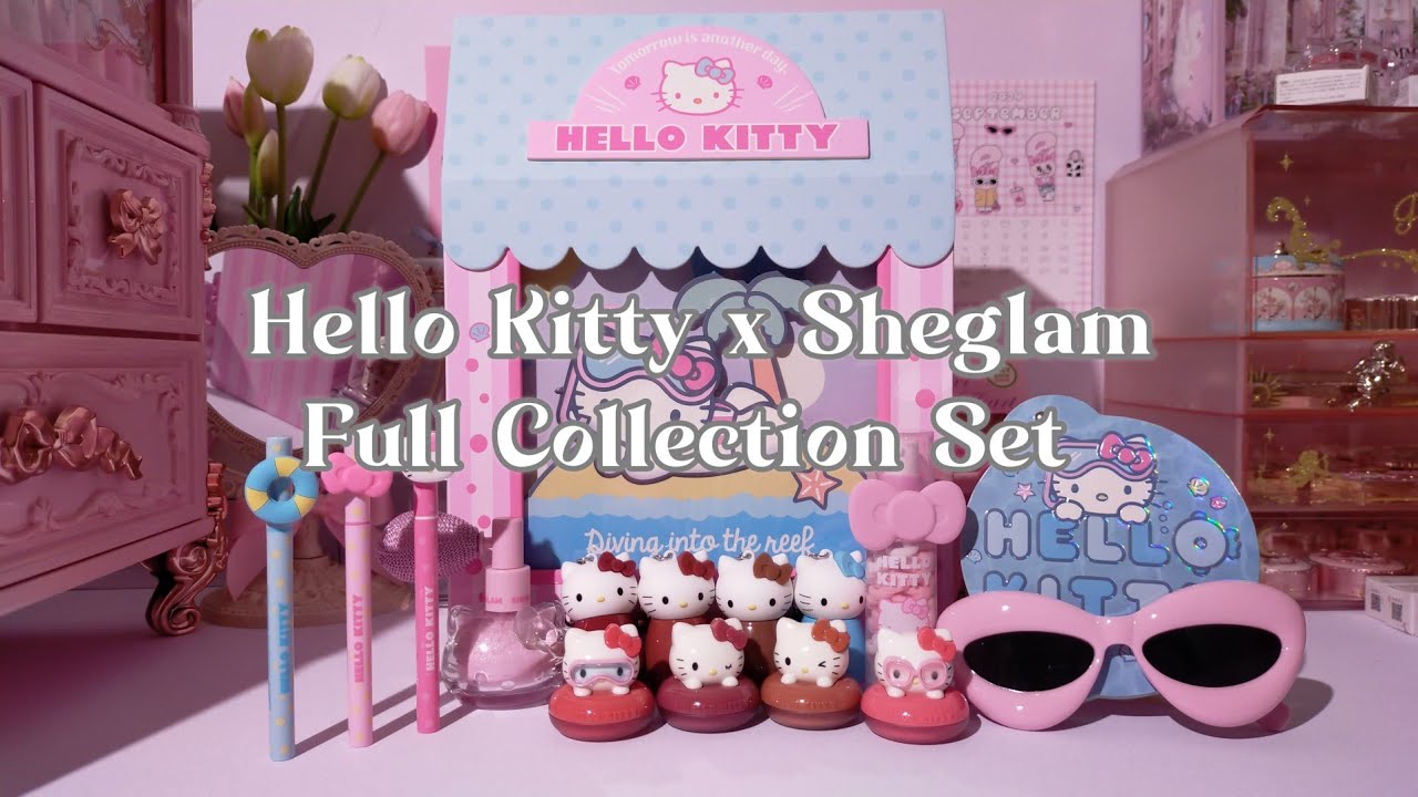 SHEGLAM MAKEUP HAUL 🧺🏖️ ASMR UNBOXING HELLO KITTY X SHEGLAM FULL COLLECTION [SWATCHES & REVIEW]