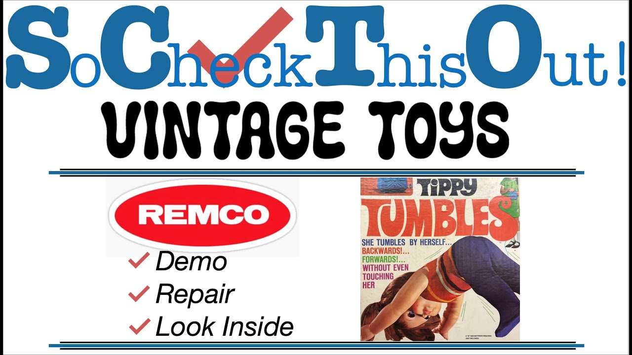 Your doll... concussed!  Vintage Tippy Tumbles doll from Remco - Demo + Repair + Look Inside