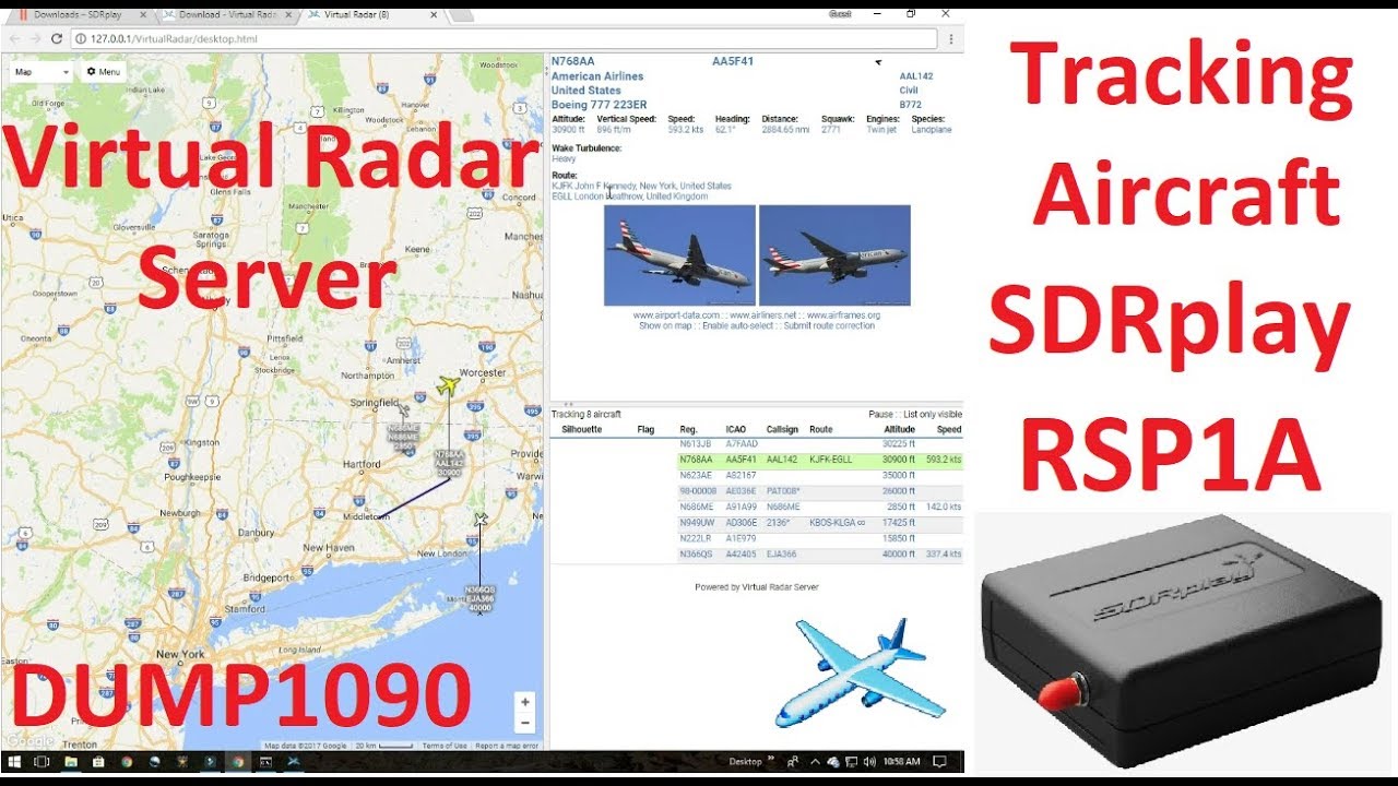 ADSB - Tracking Aircraft With SDRplay RSP1A Running DUMP1090 and Virtual Radar Server