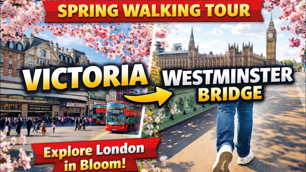 🌷☀️ London Spring Walk: Victoria to Westminster Bridge Hidden Squares & Riverside Views 