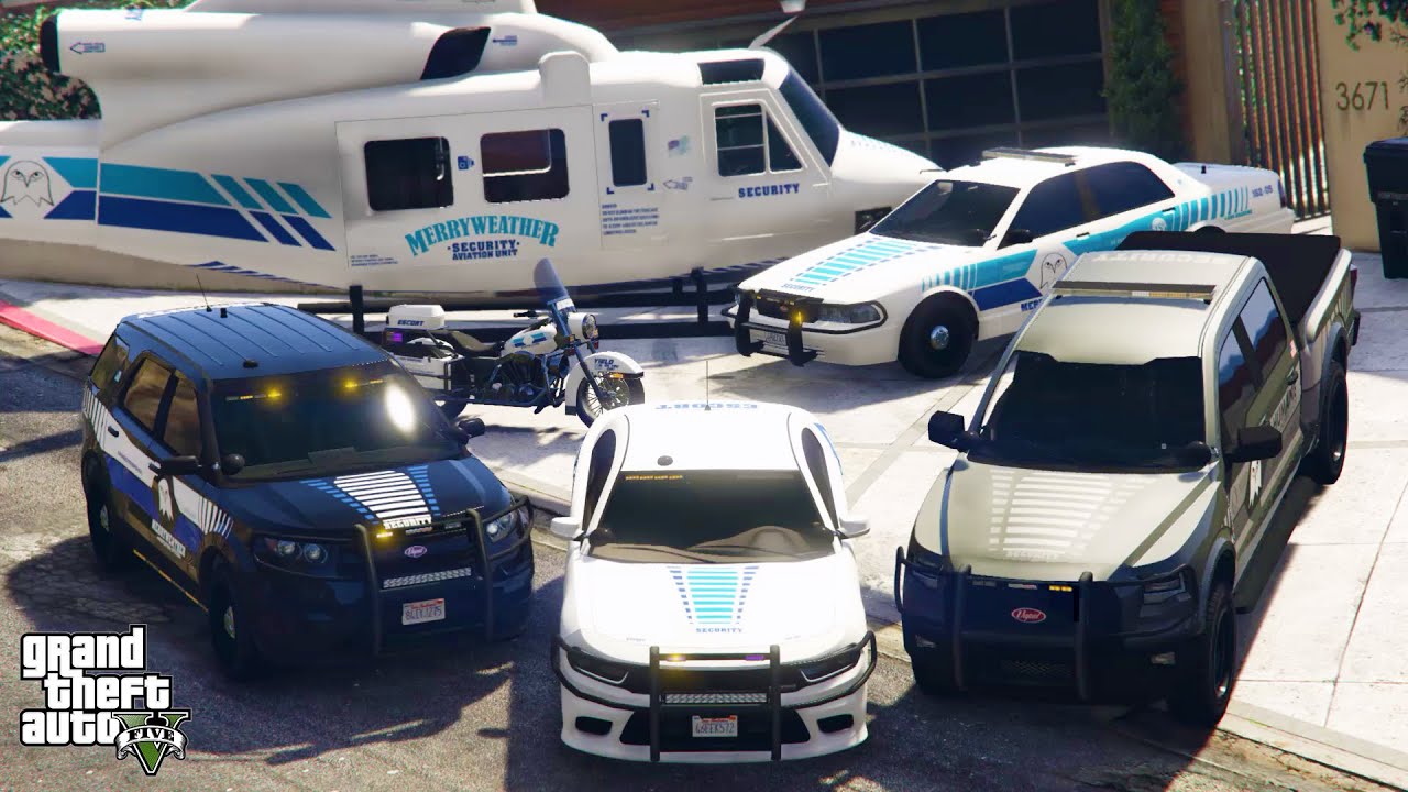 GTA 5 - Stealing Los Santos Merryweather Security Vehicles with Franklin! | (Real Life Cars) #105