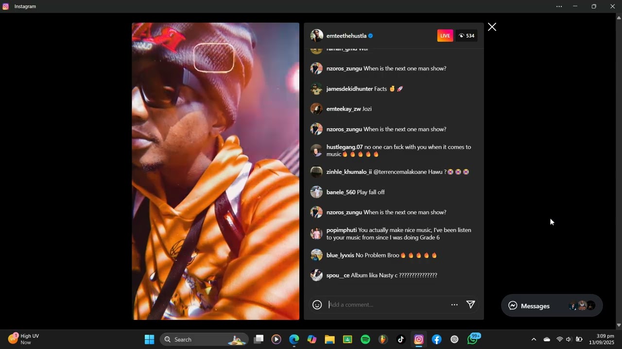 Emtee Instagram Live 13 September 2025 💯💯🔥🔥🔥