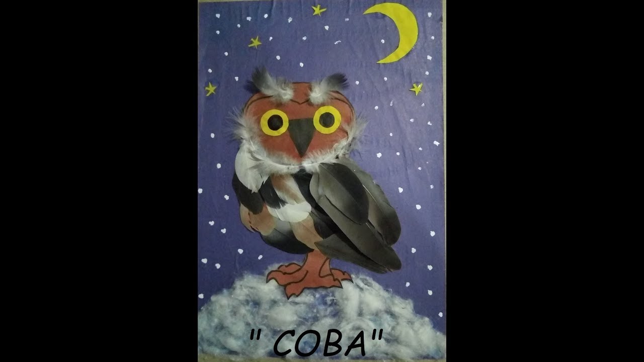 Аппликация из перьев 