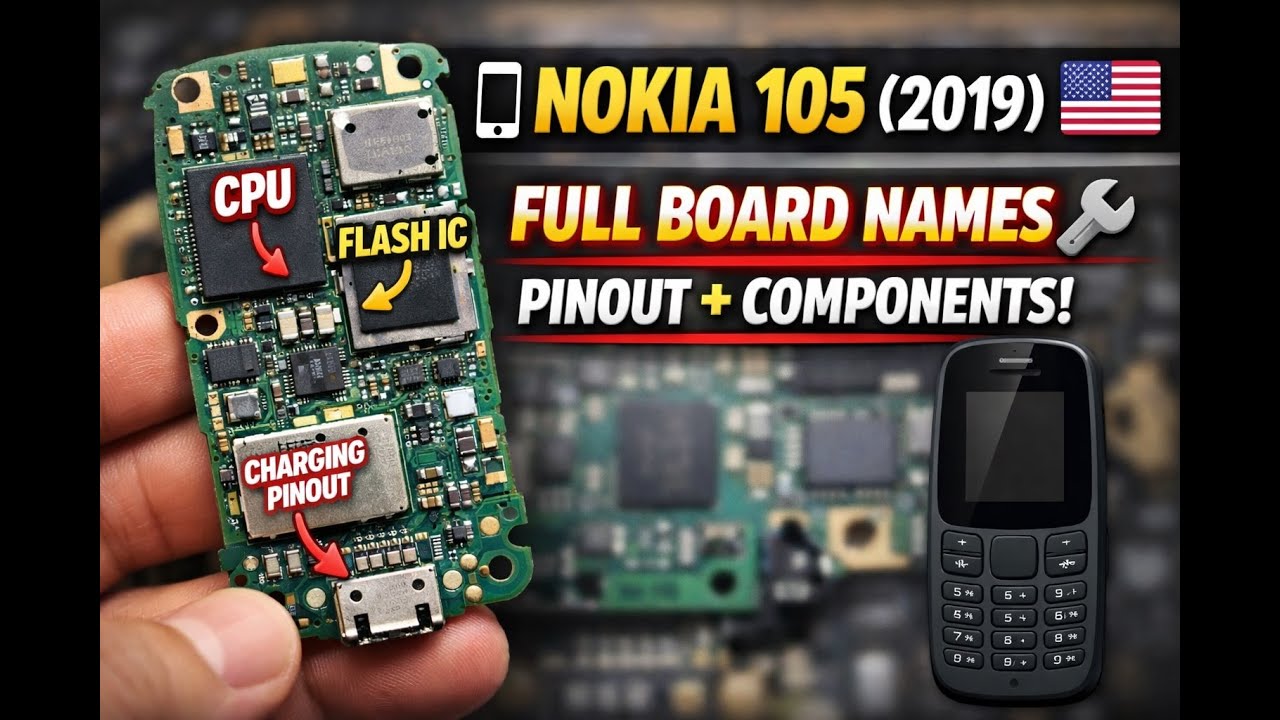 📱Nokia 105 (2019) TA-1174 Full Component Names 🔧|Pinout & Board Names Explained ✅|Technician Guide