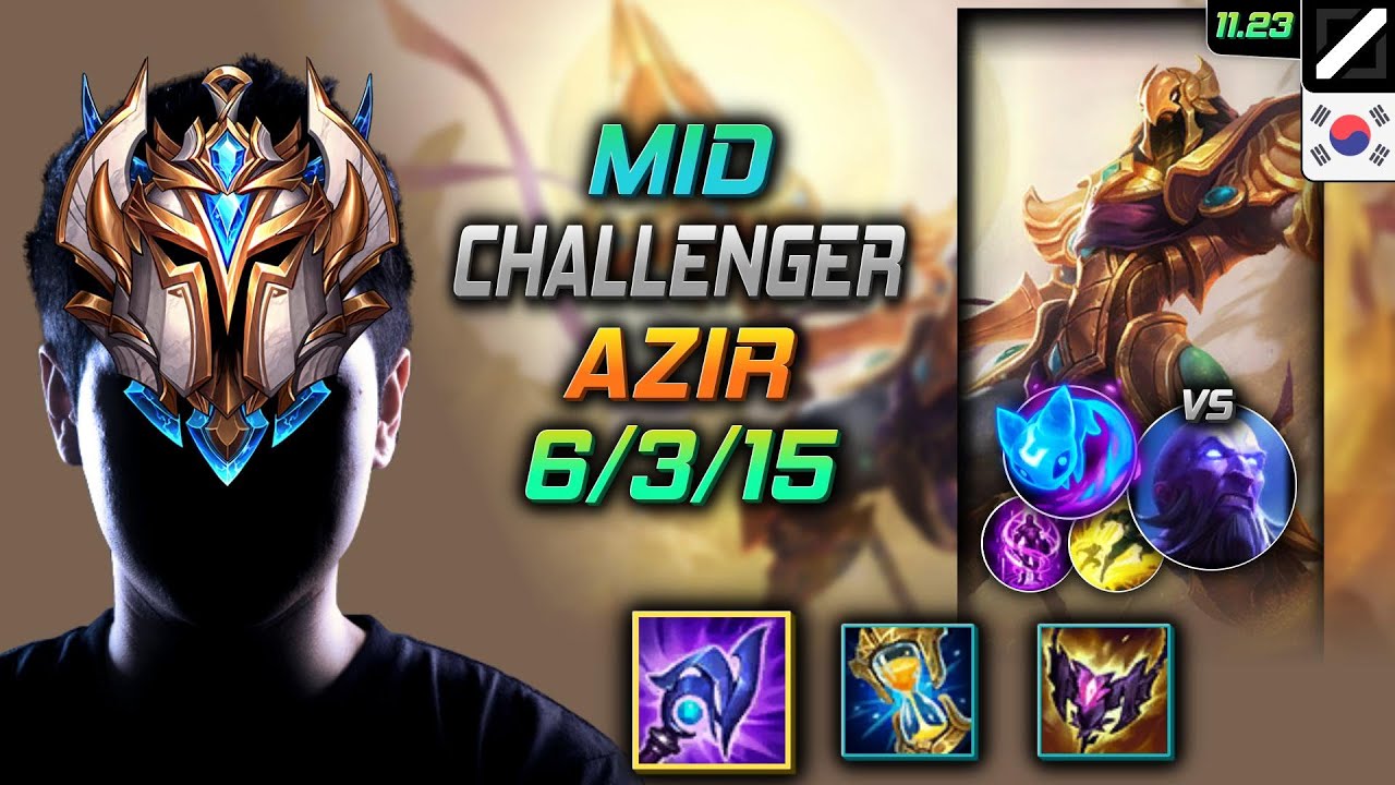 Challenger Azir Mid vs Ryze - Азир Буря Людена Призыв Пушинки - LOL KR 11.23