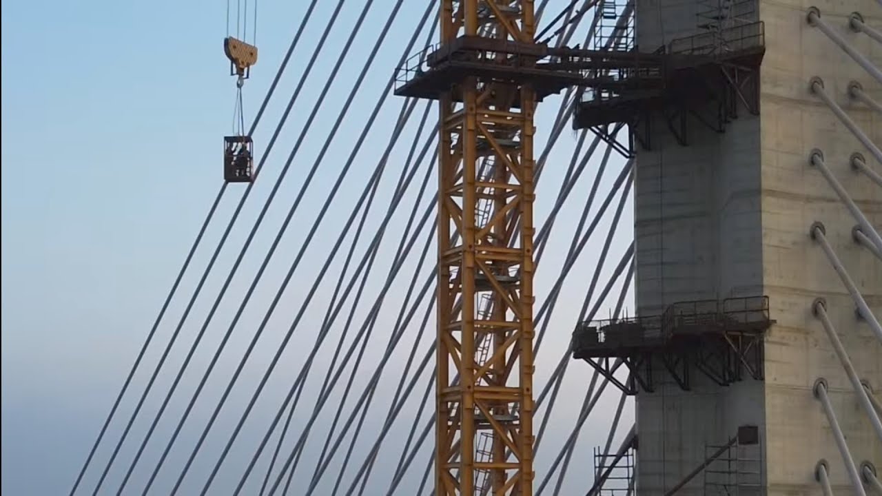 2026.02.12  淡江大橋 河中段 淡水端 橋頭區施工概況近距觀察 空拍 LIVE 直播