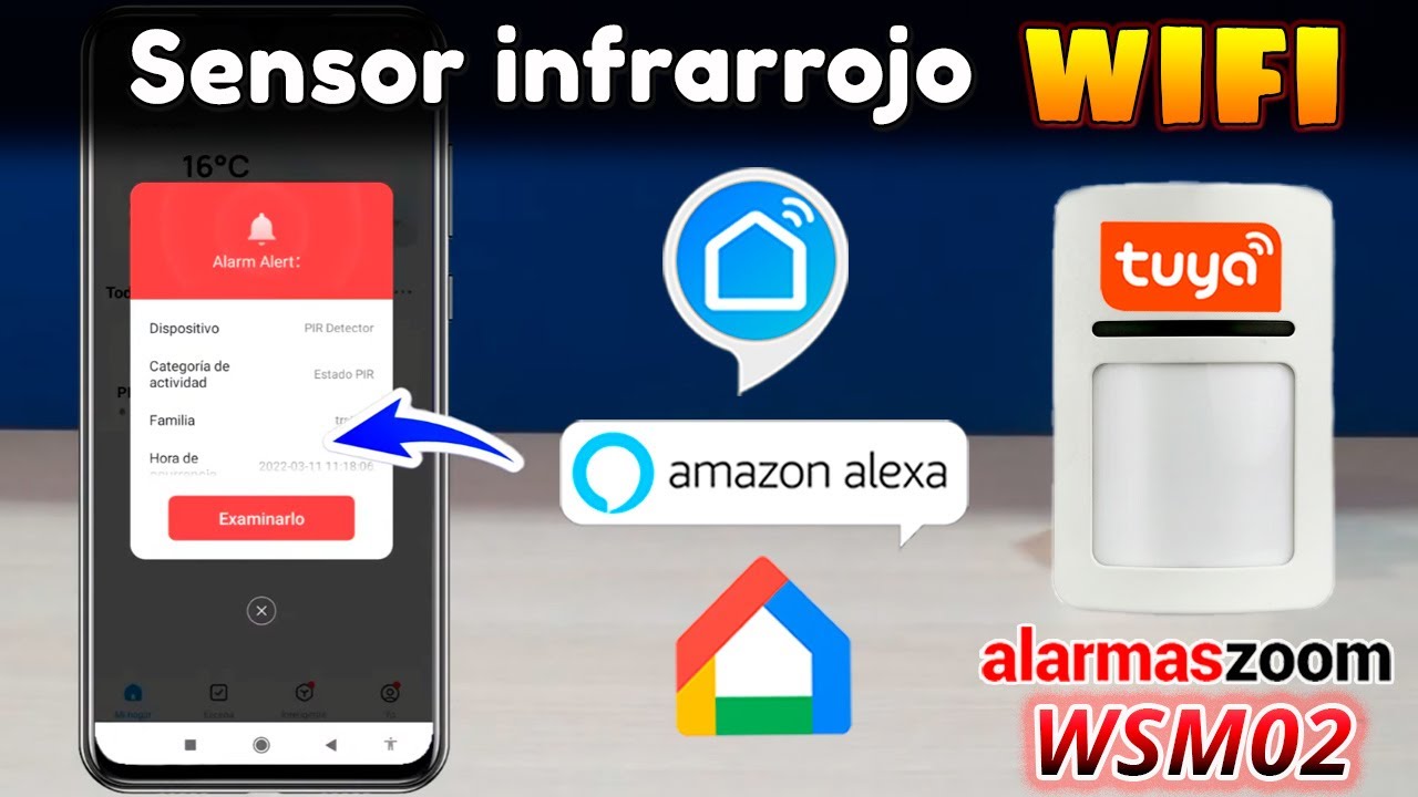 Sensor de movimiento infrarrojo WiFi compatible Smart Life, Tuya Smart, Google Home y Amazon Alexa