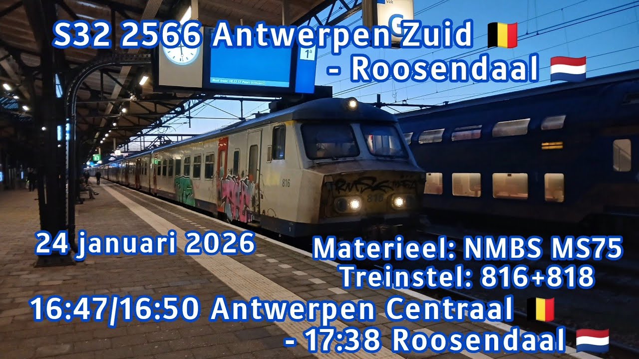 Rit met de NMBS MS75 #816+818 als S32 2566 van Antwerpen C. 🇧🇪 naar Roosendaal 🇳🇱 | Treinritten (53)