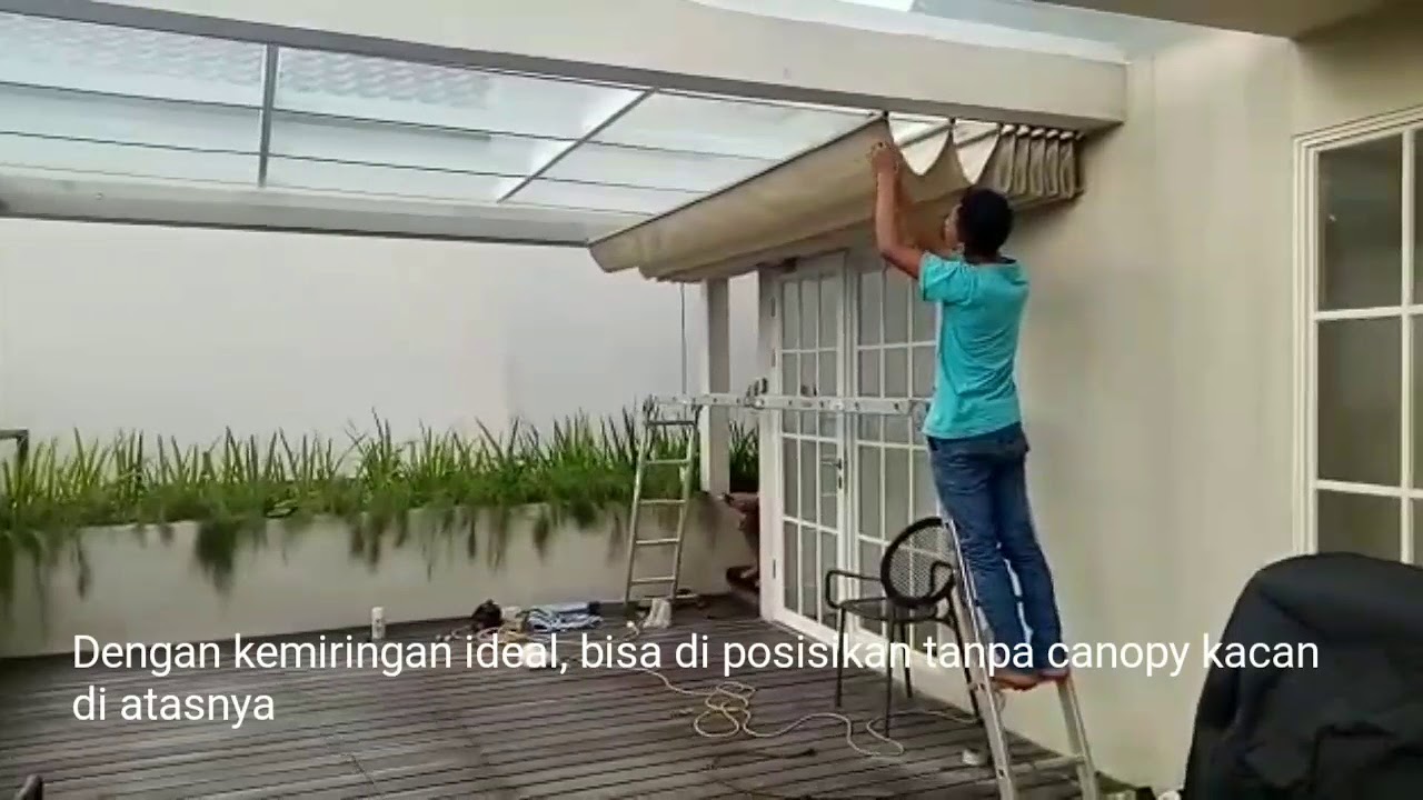 Model kanopi kain lipat otomatis | Shading kanopi kaca