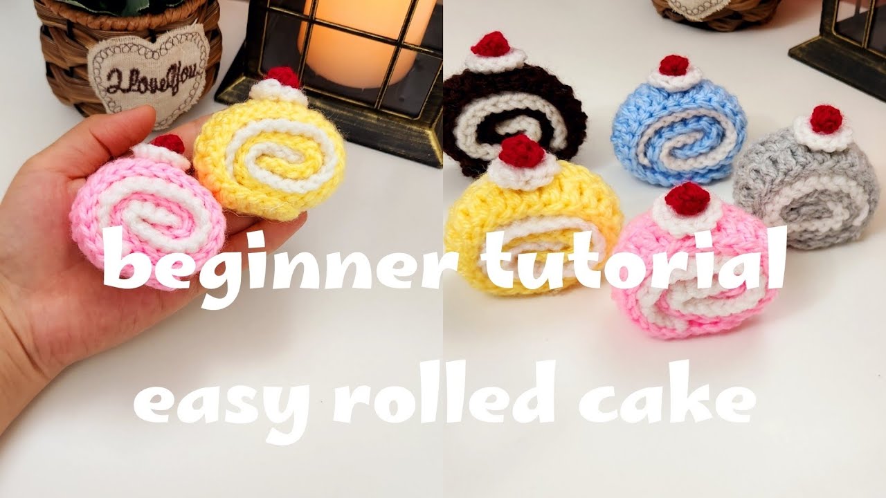 So Cute! 🍰 Easy Crochet Rolled Cake Keychain | Beginner Friendly Tutorial