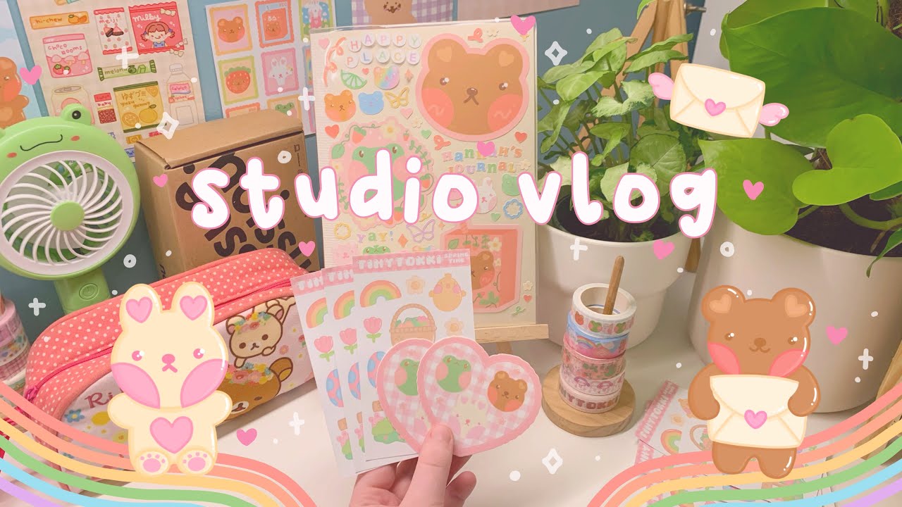 studio vlog ✿ packing happy mail, making stickers, noissue stamp