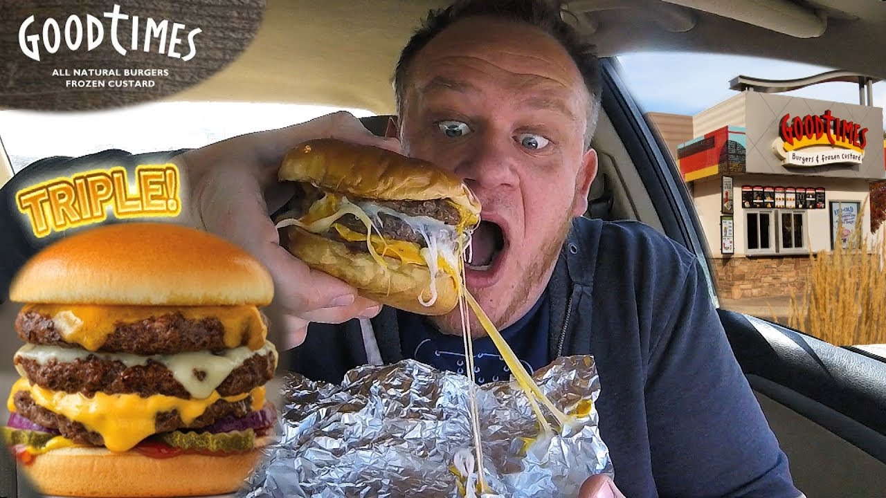 GOOD TIMES BURGERS DENVER ⭐TRIPLE CHEESEBURGER & WILD FRIES⭐ Food Review!!!