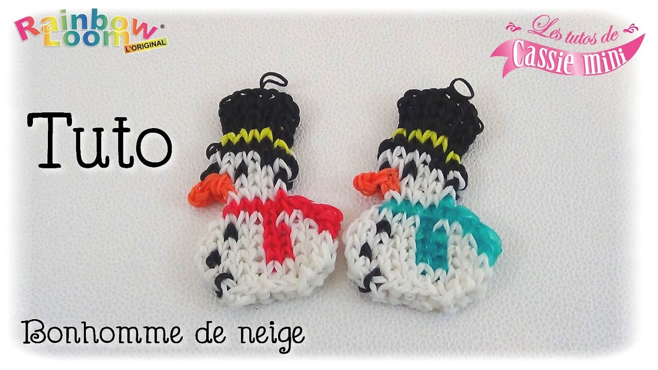 { Tuto } Bonhomme de neige en élastique Rainbow Loom