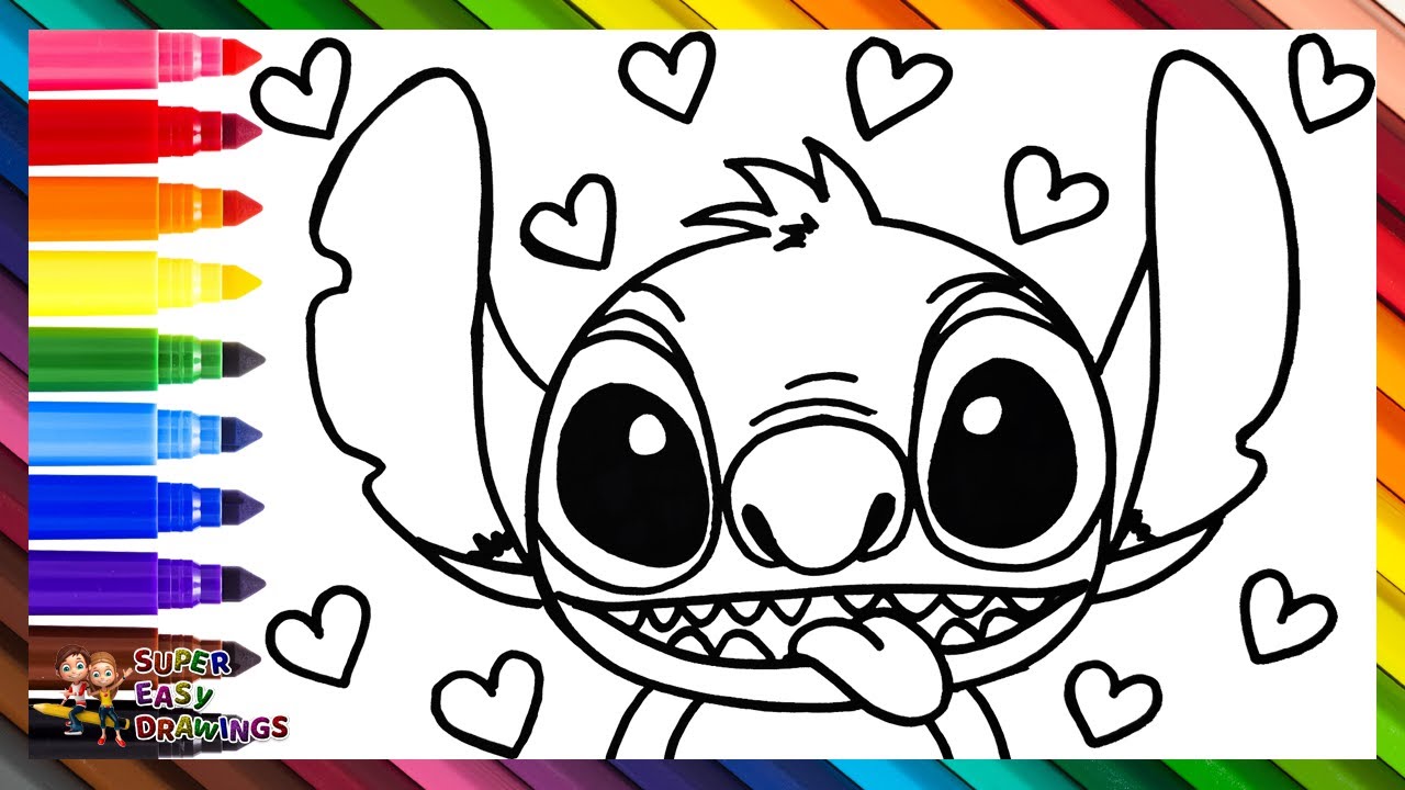 Draw and Color STITCH 👾❤️🧡💛💚💙💜 Drawings for Kids