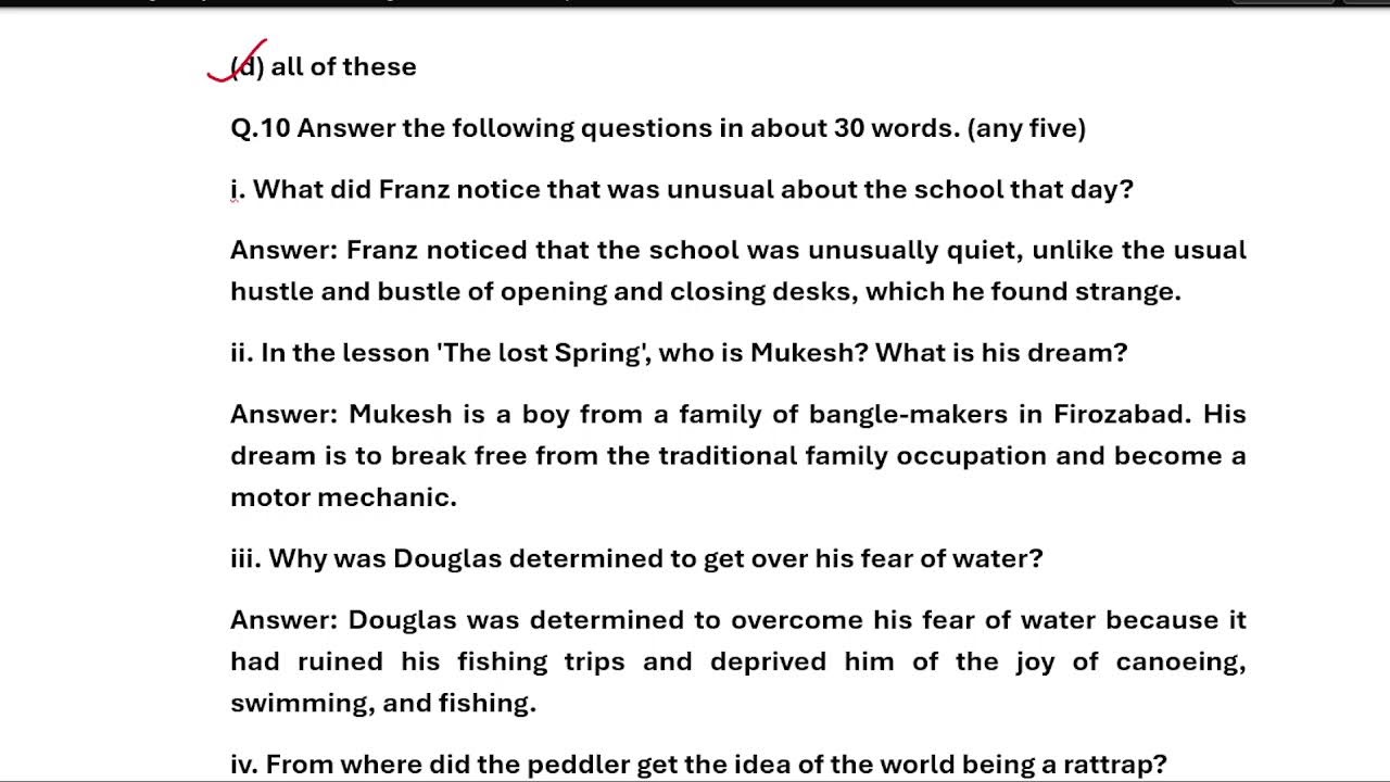 class 12th  english m.p board model paper part 2