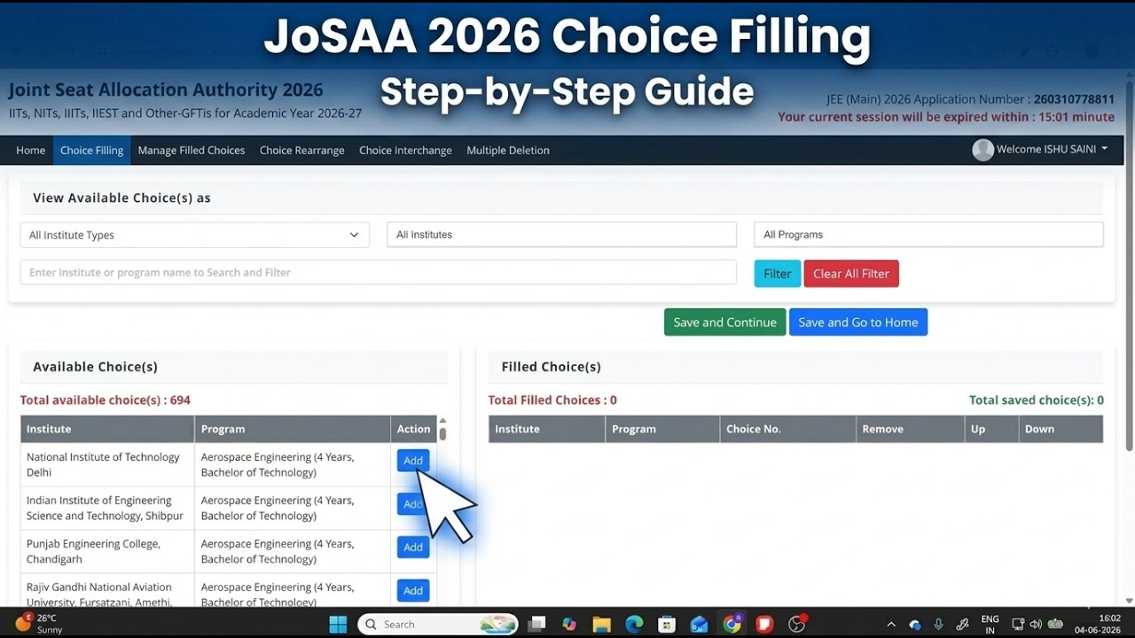 how to do choice filling in josaa counselling 2026 | Real Student Choice Filling Order Explained