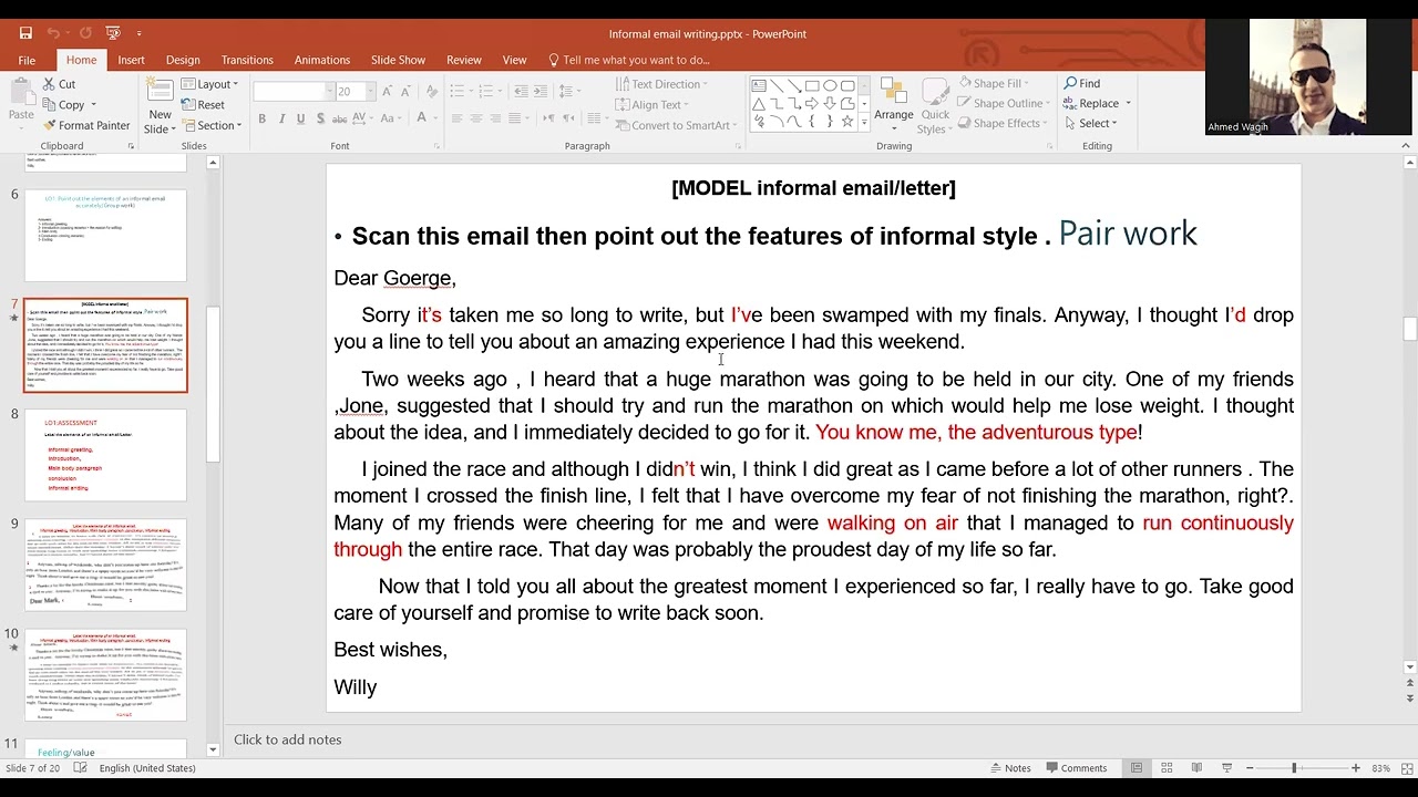 Informal email writing Y11