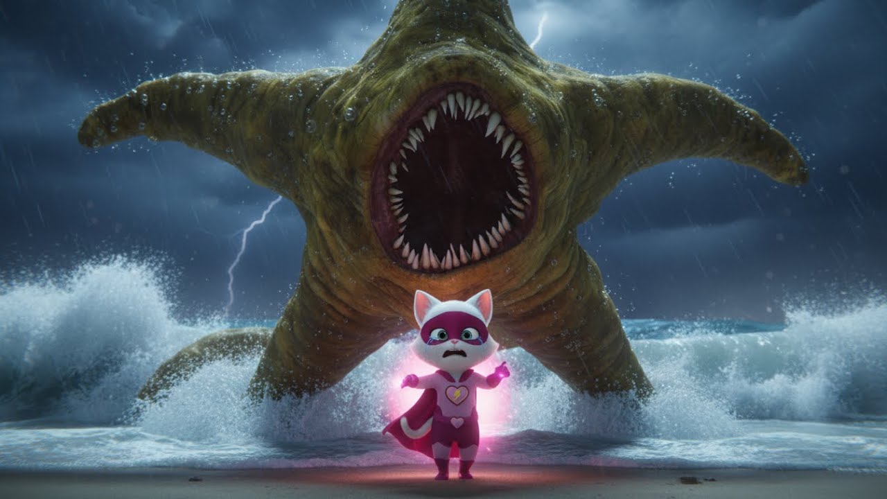 😭 A Super Kitten’s Brave Sacrifice 🐾 Kitia vs The Giant Starfish Monster 🤕 | AI  CAT STORY (EP34)