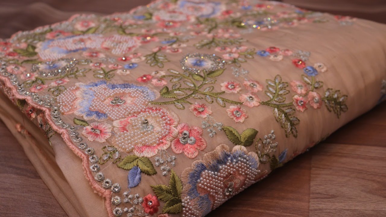 ARNG-3004 “The Peach Petals” Vol 2 Premium Designer Saree||Oganza Fabric|Crystals||Resham Embroidery