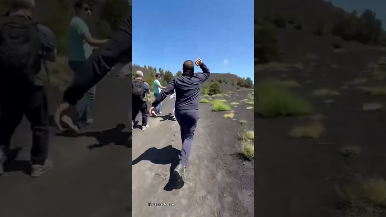 Terrified hikers run from Mount Etna eruption