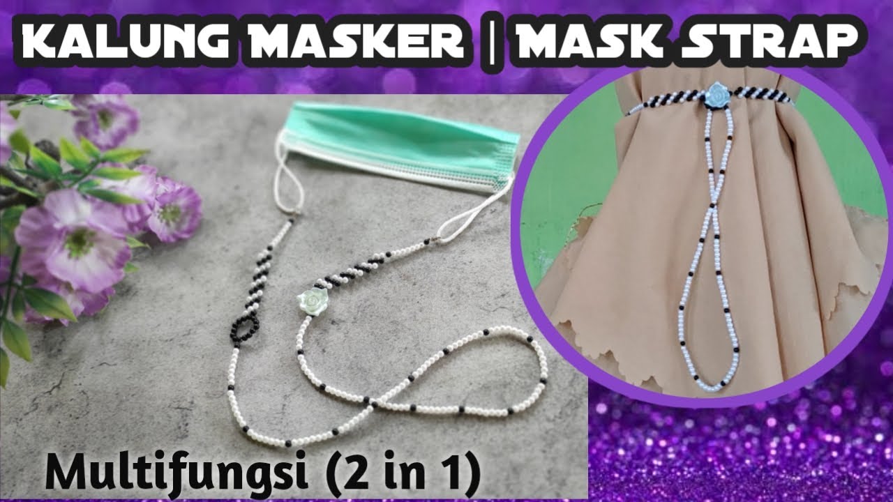 Kalung masker 2 in 1 | Mask Strap | Konektor Masker | Black White