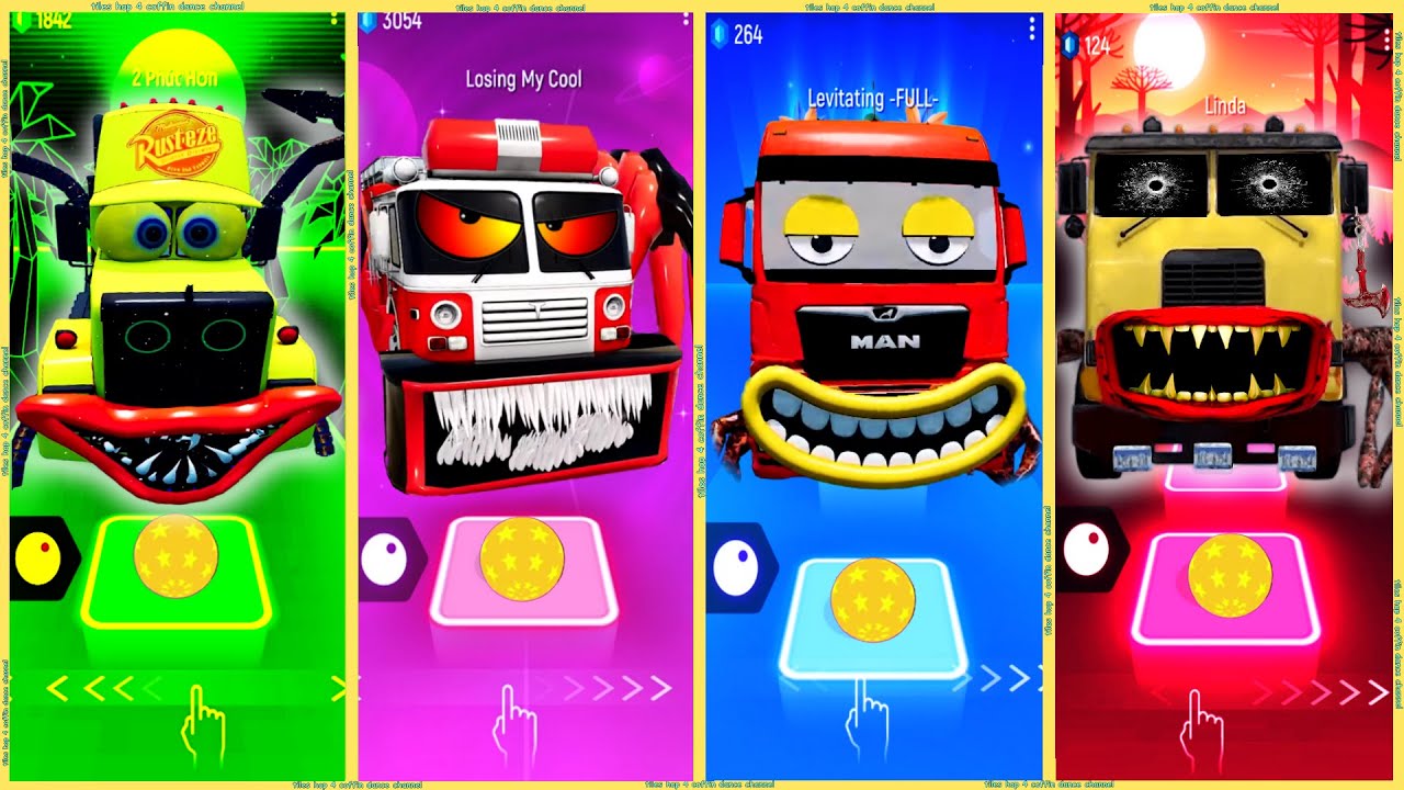 coffin dance - Mack Truck Eater vs Fire Truck Eater vs Truck Eater New vs Truck Eater | Tiles HOP 🤪